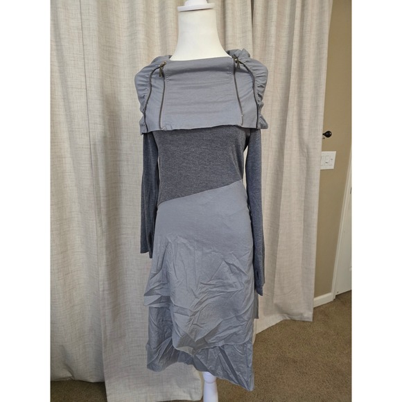 La El Couture Asymmetrical Layered Dress Grey Size Small Lagenlook, Avant-Garde - Picture 3 of 8